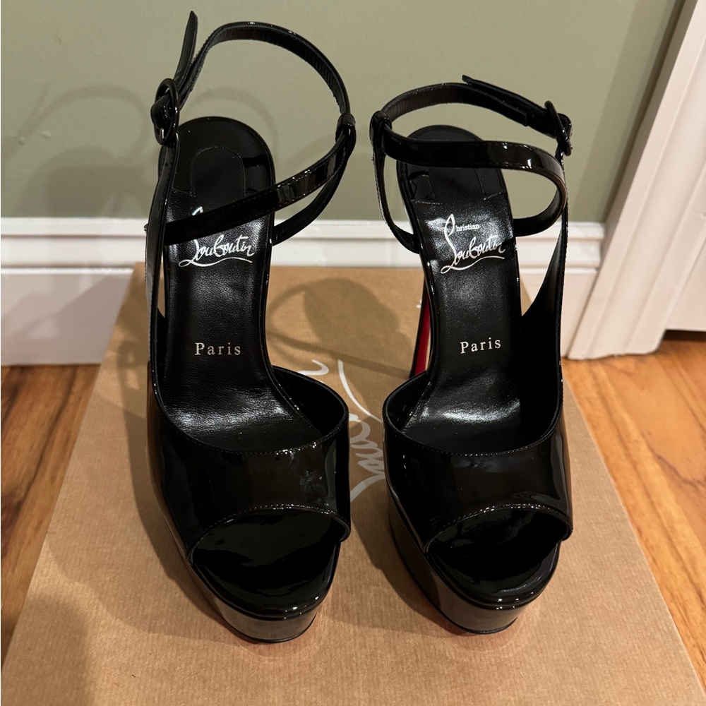Christian Louboutin Glossy Black Heels with Red Sole